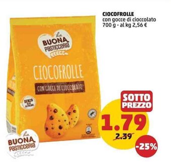 PENNY CIOCOFROLLE con gocce di cioccolato 700 g offerta
