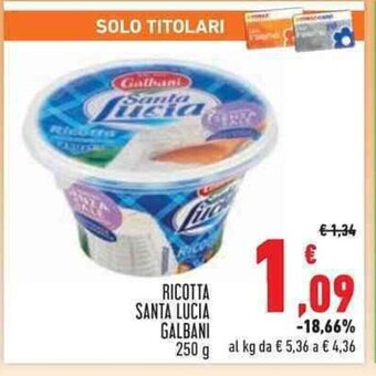 Conad RICOTTA SANTA LUCIA GALBANI 250 g offerta