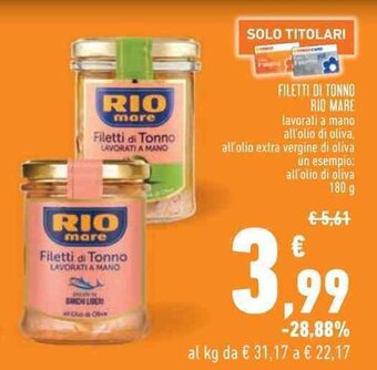 Conad FILETTI DI TONNO RIO MARE 180 g offerta
