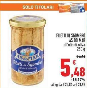 Conad FILETTI DI SGOMBRO AS DO MAR 250 g offerta