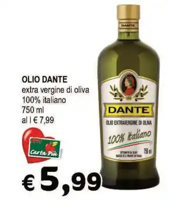 Crai OLIO DANTE extra vergine di oliva 100% italiano 750 ml offerta