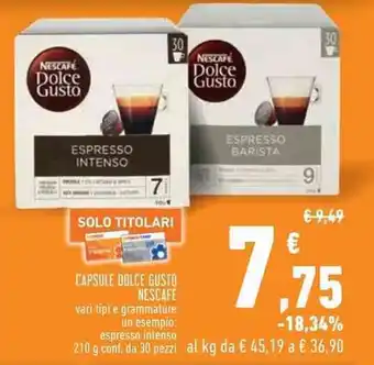Conad CAPSULE DOLCE GUSTO NESCAFE 210 g conf. da 30 pezzi offerta