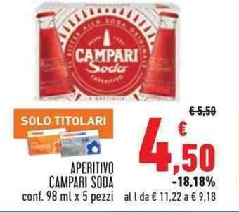 Conad APERITIVO CAMPARI SODA conf. 98 ml x 5 pezzi offerta