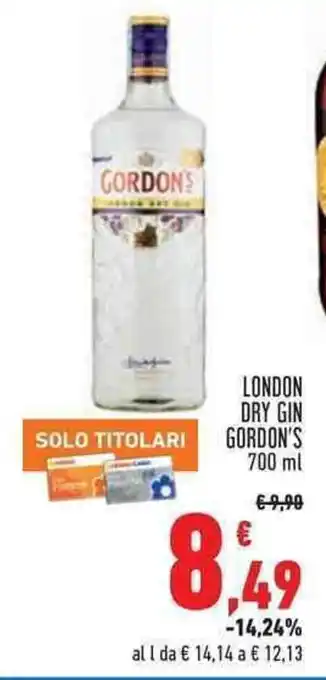 Conad LONDON DRY GIN GORDONS 700 ml offerta