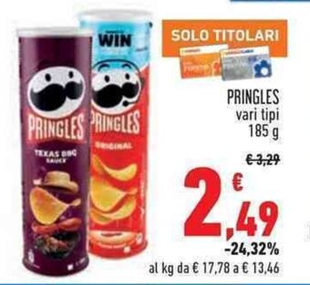 Conad PRINGLES vari tipi 185 g offerta