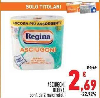 Conad ASCIUGONI REGINA conf. da 2 maxi rotoli offerta