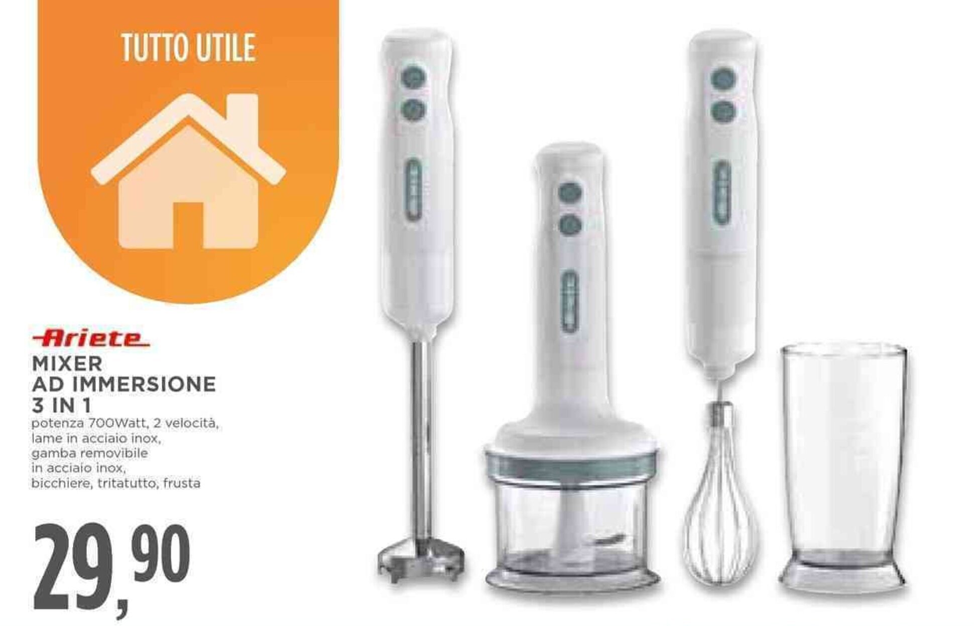 Conad Ariete MIXER AD IMMERSIONE 3 in 1 offerta