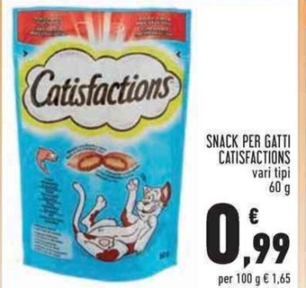Conad SNACK PER GATTI CATISFACTIONS vari tipi 60 g offerta
