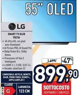 Unieuro Lg smart tv oled 55cs6 offerta