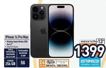 Apple iphone 14 pro max 17 cm (6.7) doppia sim ios 16 5g 256 gb oro