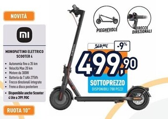 Unieuro Xiaomi monopattino elettrico scooter 4 offerta
