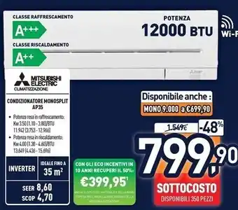 Unieuro Mitsubishi condizionatore monosplit ap35 offerta
