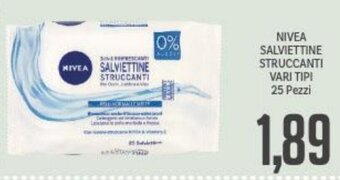 Supermercati Piccolo NIVEA SALVIETTINE STRUCCANTI VARI TIPI 25 Pezzi offerta