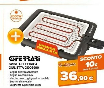 Expert G3 ferrari Griglia Elettrica Giulietta G1002400 offerta