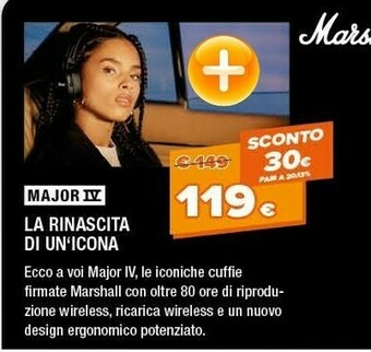 Marshall MAJOR IV Cuffie Padiglione Auricolare Connettore 3.5 Mm USB Tipo-C Bluetooth Nero