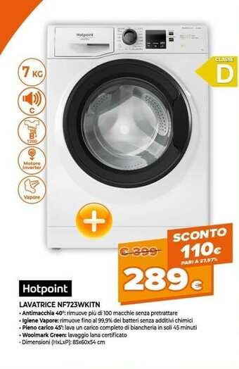 Expert Hotpoint NF723WK IT N Lavatrice Libera Installazione Caricamento Frontale 7 Kg 1200 Giri/min D Bianco offerta