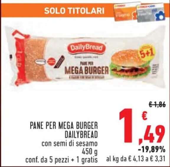 Conad Superstore PANE PER MEGA BURGER DAILYBREAD 450 g offerta
