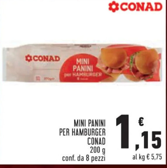 Conad Superstore MINI PANINI PER HAMBURGER CONAD conf. da 8 pezzi offerta