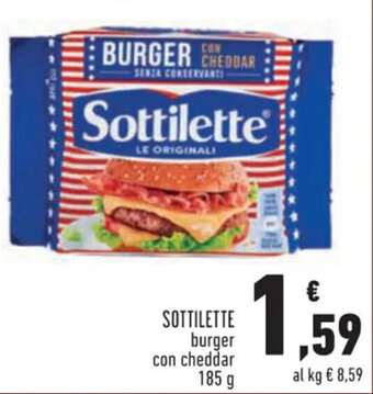 Conad Superstore SOTTILETTE burger con cheddar 185 g offerta