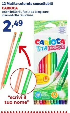Carioca 12 Matite Colorate Cancellabili