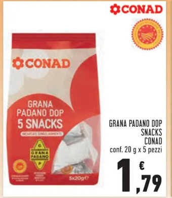 Conad Superstore GRANA PADANO DOP SNACKS CONAD conf. 20 g x 5 pezzi offerta