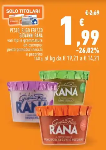 Conad Superstore PESTO, SUGO FRESCO GIOVANNI RANA 140 g offerta