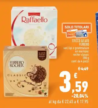 Conad Superstore STECCO GELATO FERRERO 200 g offerta
