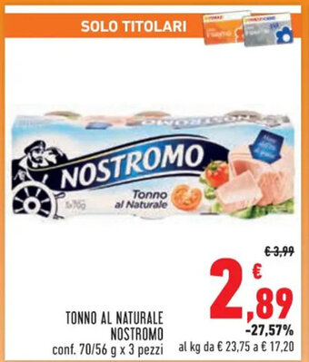 Conad Superstore TONNO AL NATURALE NOSTROMO conf. 70/56 g x 3 pezzi offerta