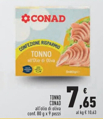 Conad Superstore TONNO CONAD conf. 80 g x 9 pezzi offerta