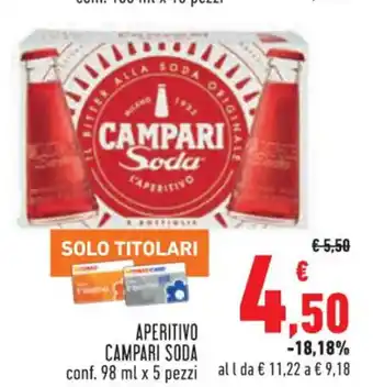 Conad Superstore APERITIVO CAMPARI SODA conf. 98 ml x 5 pezzi offerta