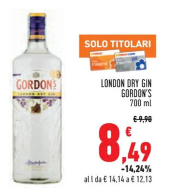 Conad Superstore LONDON DRY GIN GORDON'S 700 ml offerta