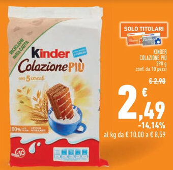 Conad Superstore Kinder Colazione PIÙ 290 g conf. da 10 pezzi offerta