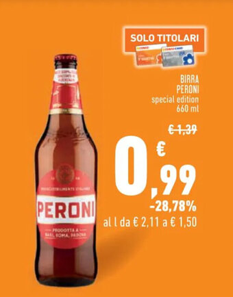 Conad Superstore BIRRA PERONI 660 ml offerta