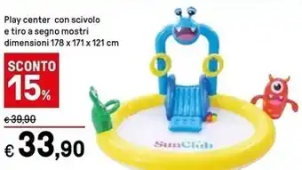 Play center con scivolo e tiro a segno mostri dimensioni 178 x 171 x 121 cm