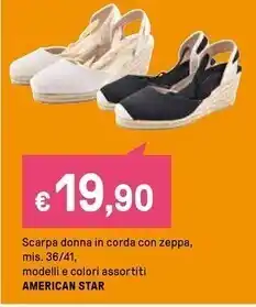 Iper La Grande American star - scarpa donna in corda con zeppa offerta