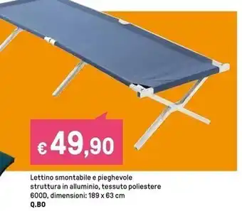 Iper La Grande Q.bo - lettino smontabile e pieghevole struttura in alluminio offerta