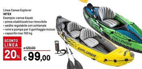 Iper La Grande Intex linea canoe explorer offerta