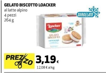 Coop Loacker gelato biscotto offerta