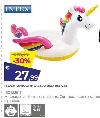 Toys Center Intex isola unicorno 287x193x165 offerta