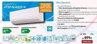 Unieuro Daikin superplus atxp-n/arxp-n 9000 btu offerta