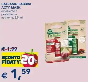 BALSAMO LABBRA ACTY MASK emolliente e protettivo o nutriente, 5,5 ml