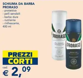 Esselunga SCHIUMA DA BARBA PRORASO - protettiva - pelli sensibili - barbe dure - nutriente - rinfrescante 400 ml offerta