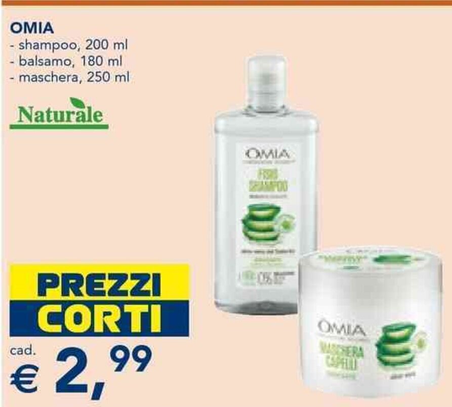 Esselunga ΟΜΙΑ - shampoo, 200 ml - balsamo, 180 ml - maschera, 250 ml offerta