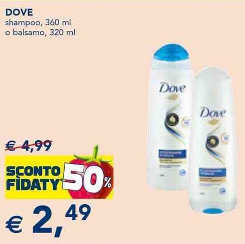 Esselunga DOVE shampoo, 360 ml o balsamo, 320 ml offerta