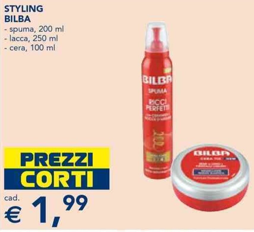 Esselunga STYLING BILBA spuma, 200 ml - lacca, 250 ml - cera, 100 ml offerta