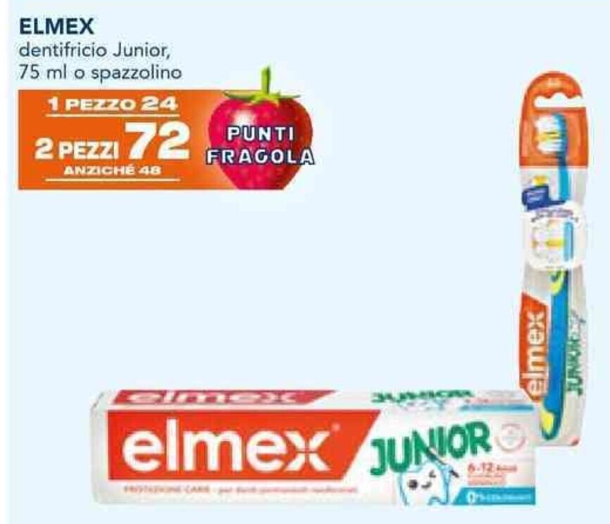 Esselunga ELMEX dentifricio Junior, 75 ml o spazzolino offerta