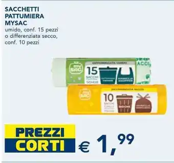 SACCHETTI PATTUMIERA MYSAC umido, conf. 15 pezzi o differenziata secco, conf. 10 pezzi