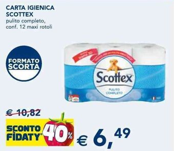 Esselunga CARTA IGIENICA SCOTTEX pulito completo, conf. 12 maxi rotoli offerta