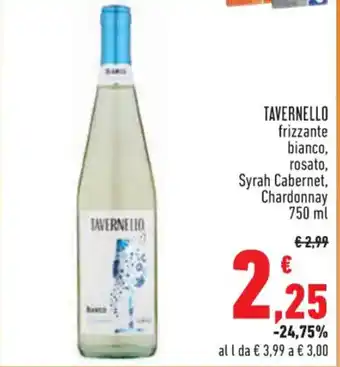 Conad Superstore TAVERNELLO frizzante bianco, rosato, Syrah Cabernet, Chardonnay 750 ml offerta