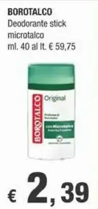 Crai Borotalco Deodorante Stick Microtalco offerta